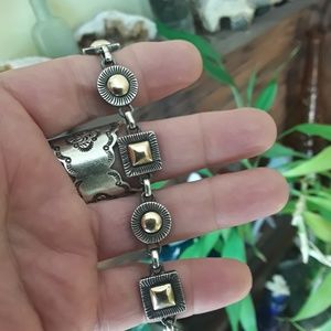 Vtg Sterling & 14K Southwest Bracelet